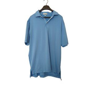Peter Millar Summer Comfort Thin striped Mens Blue Polo Shirt Size L Golf-lpb37